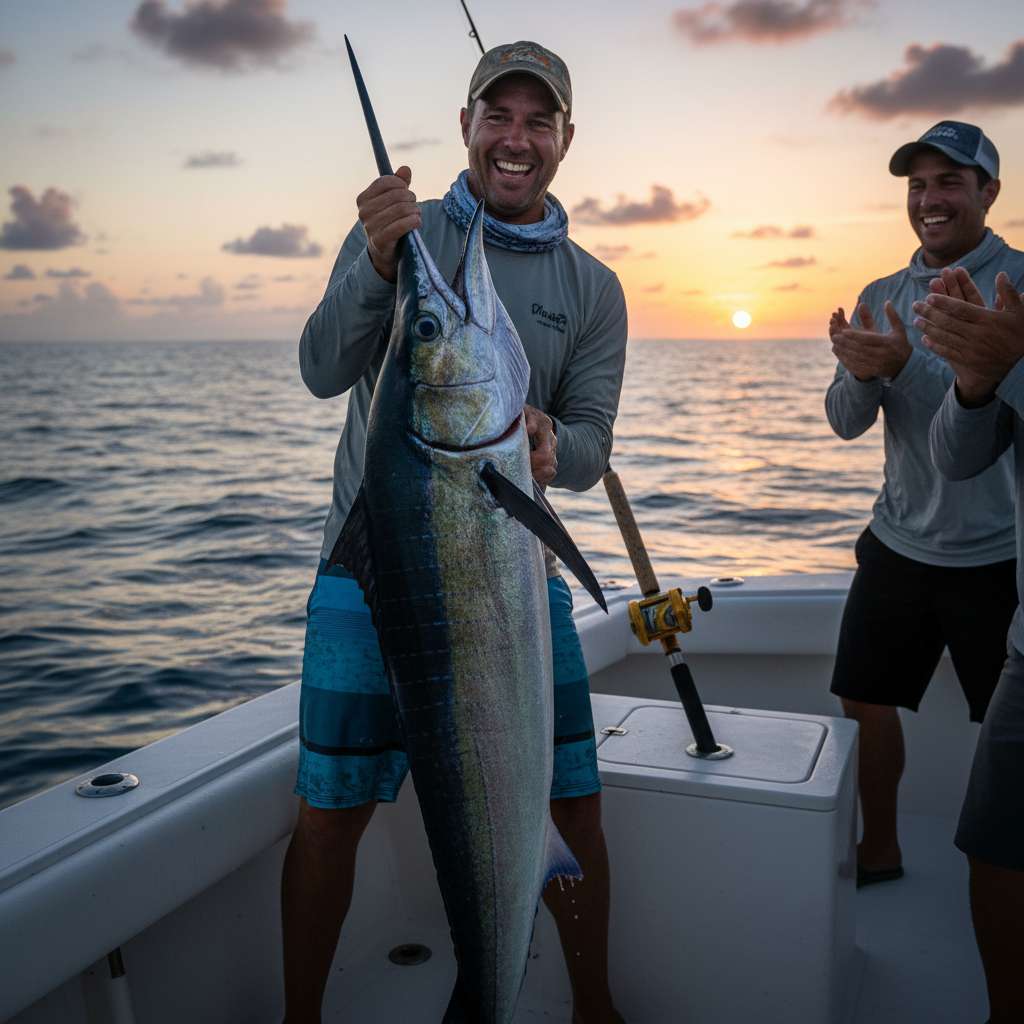 Player showing a large fish caught in Arctic Bite