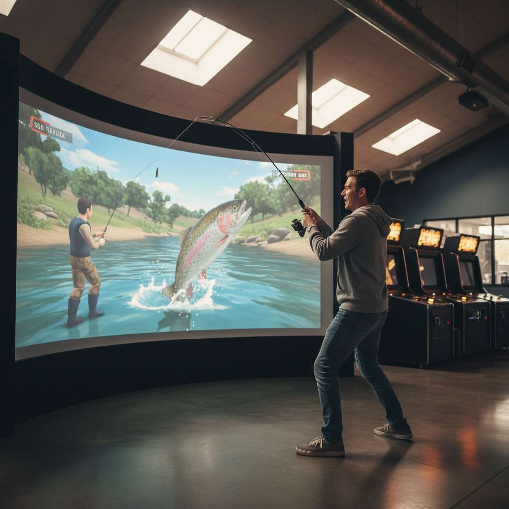 A player avatar holding a caught fish in Arctic Bite game